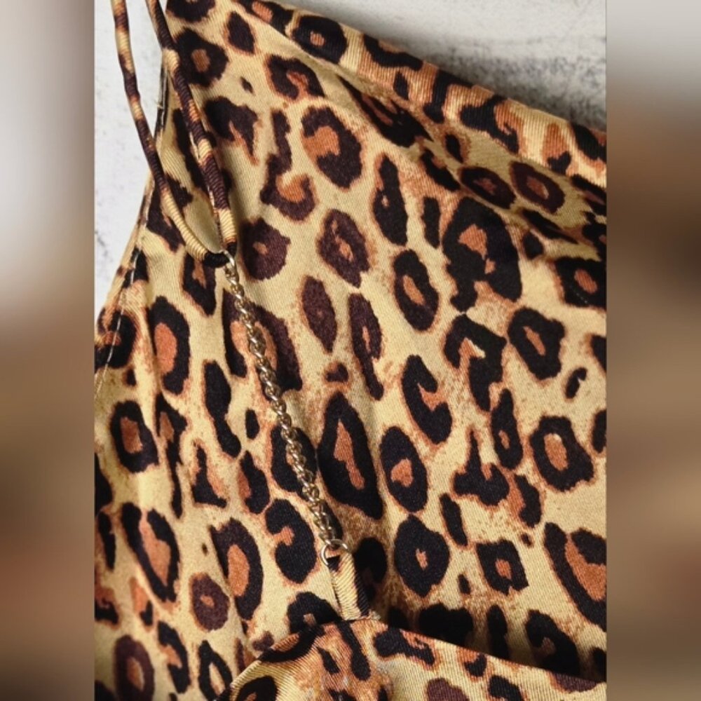 Zara Leopard Print Satin Cowl Neck Camisole Top Women’s Medium - Picture 6 of 8